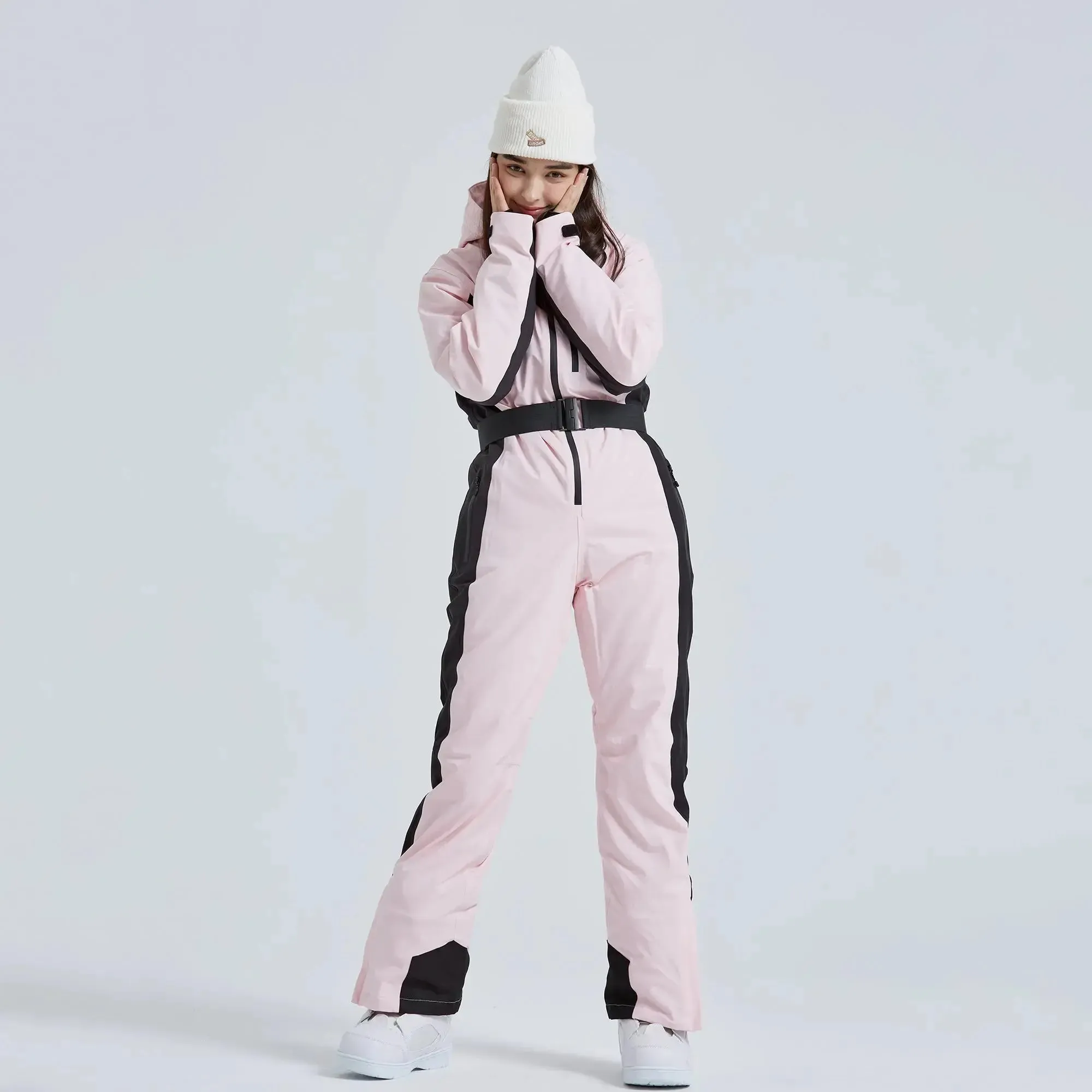 Hotian Women High Neck Hooded One Piece Ski Suits