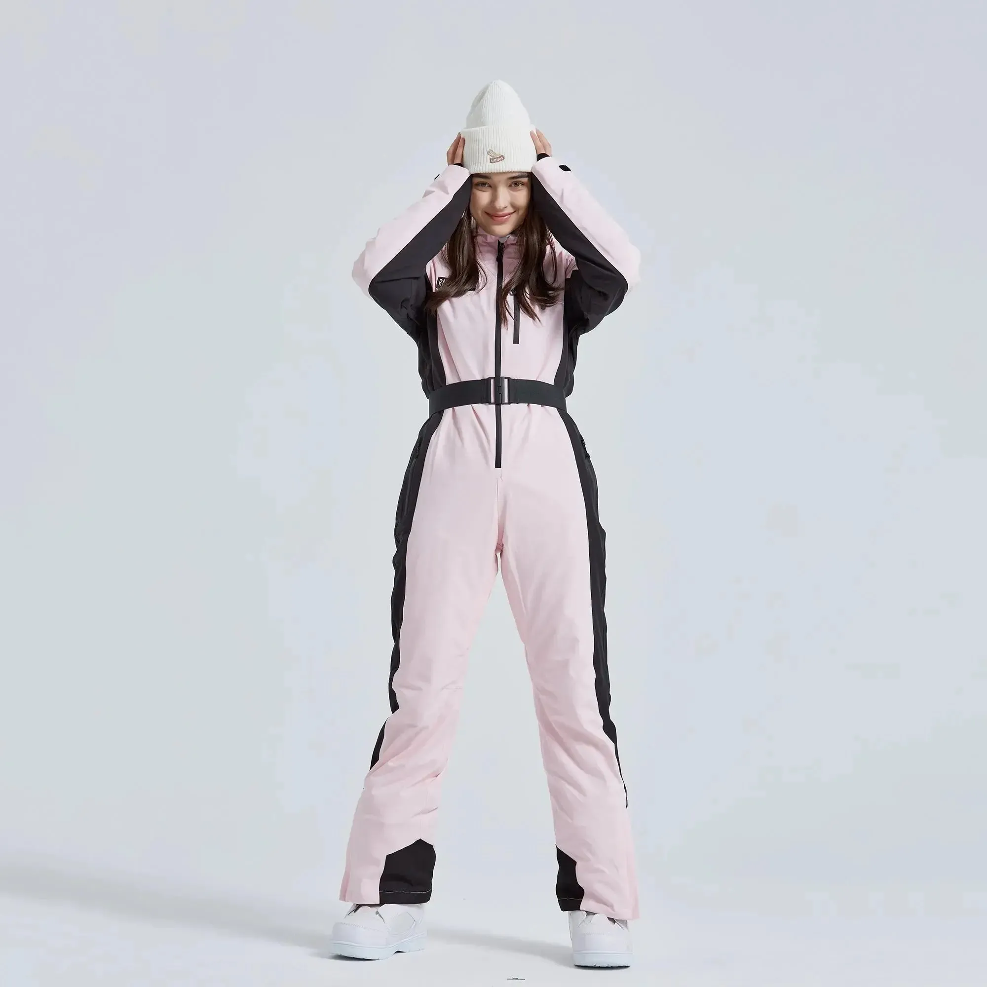 Hotian Women High Neck Hooded One Piece Ski Suits