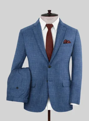 Italian Murano Portland Blue Wool Linen Suit