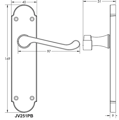 Jedo Epsom Suite Door Handle on Backplate - Lock / Latch / Bathroom