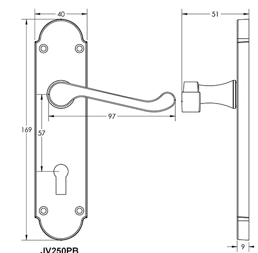 Jedo Epsom Suite Door Handle on Backplate - Lock / Latch / Bathroom