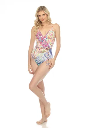 Johnny Was Locita Wrap One Piece Swimsuit Boho Chic CSW5122