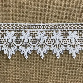 Lace Trim Classic Amaryllis Goatee Design Venise Venice, 2.5" Wide, White, for Garments Slip Extender Veils Art Craft Theater Dance Costume