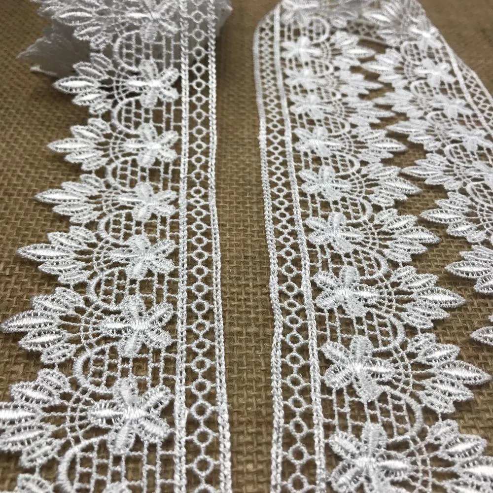 Lace Trim Classic Amaryllis Goatee Design Venise Venice, 2.5" Wide, White, for Garments Slip Extender Veils Art Craft Theater Dance Costume