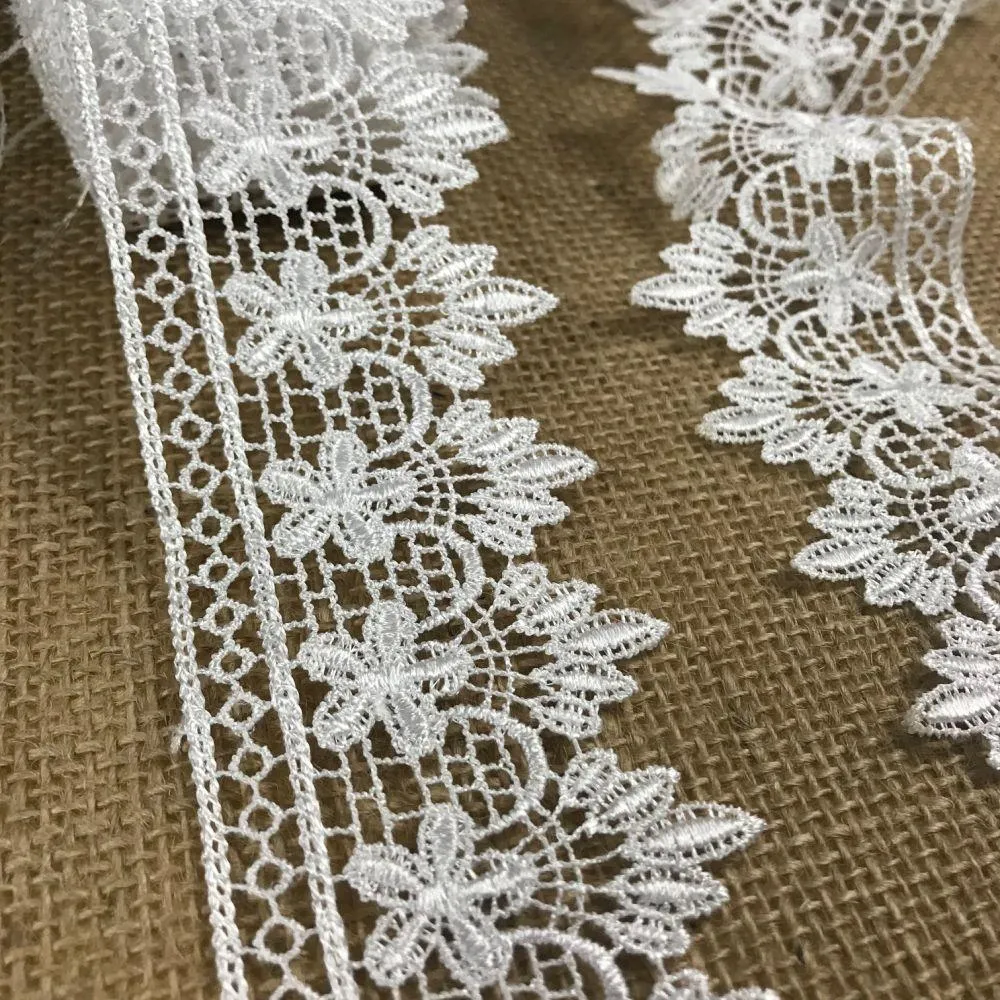 Lace Trim Classic Amaryllis Goatee Design Venise Venice, 2.5" Wide, White, for Garments Slip Extender Veils Art Craft Theater Dance Costume