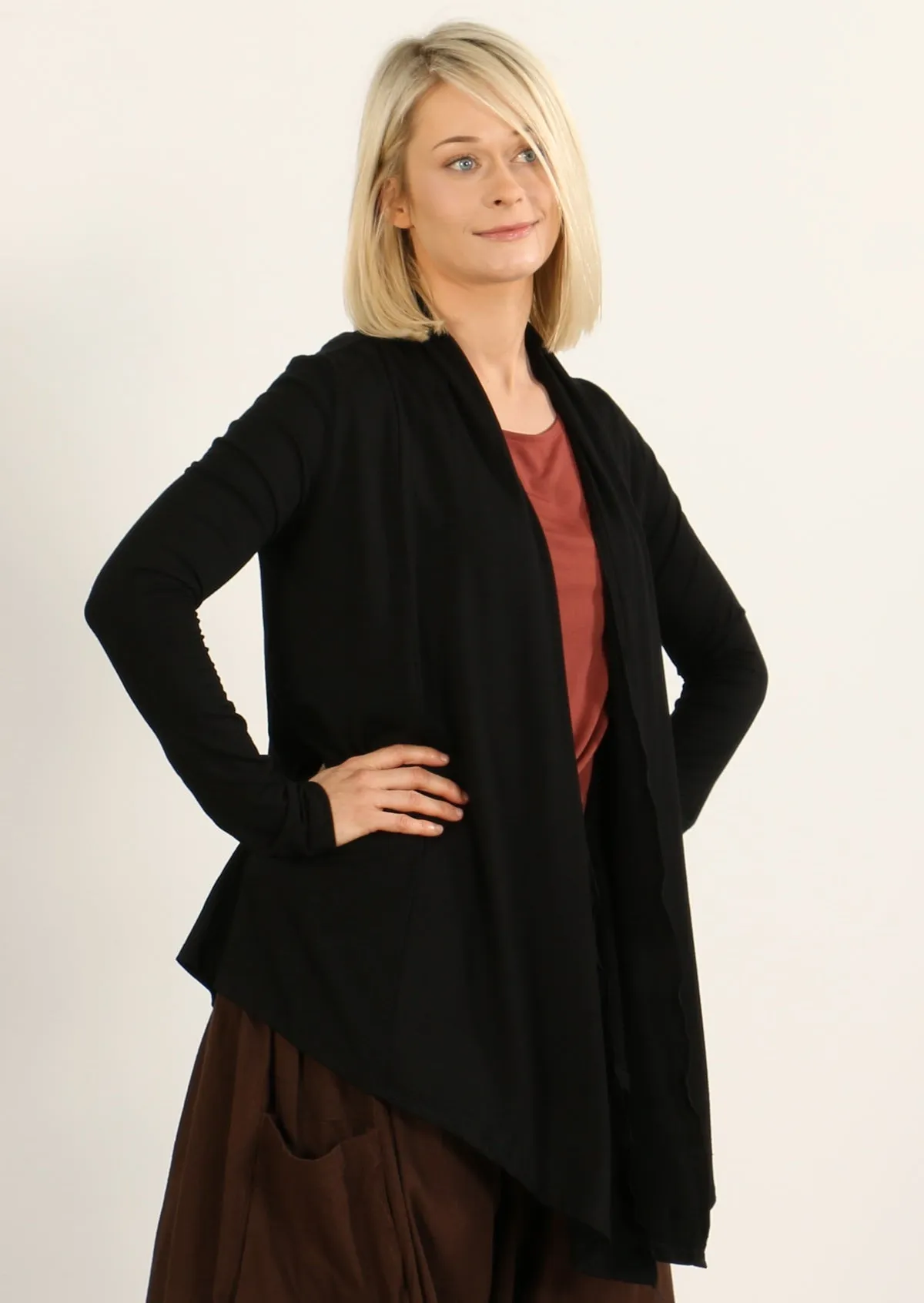 Long Sleeve Stretch Cardi Black