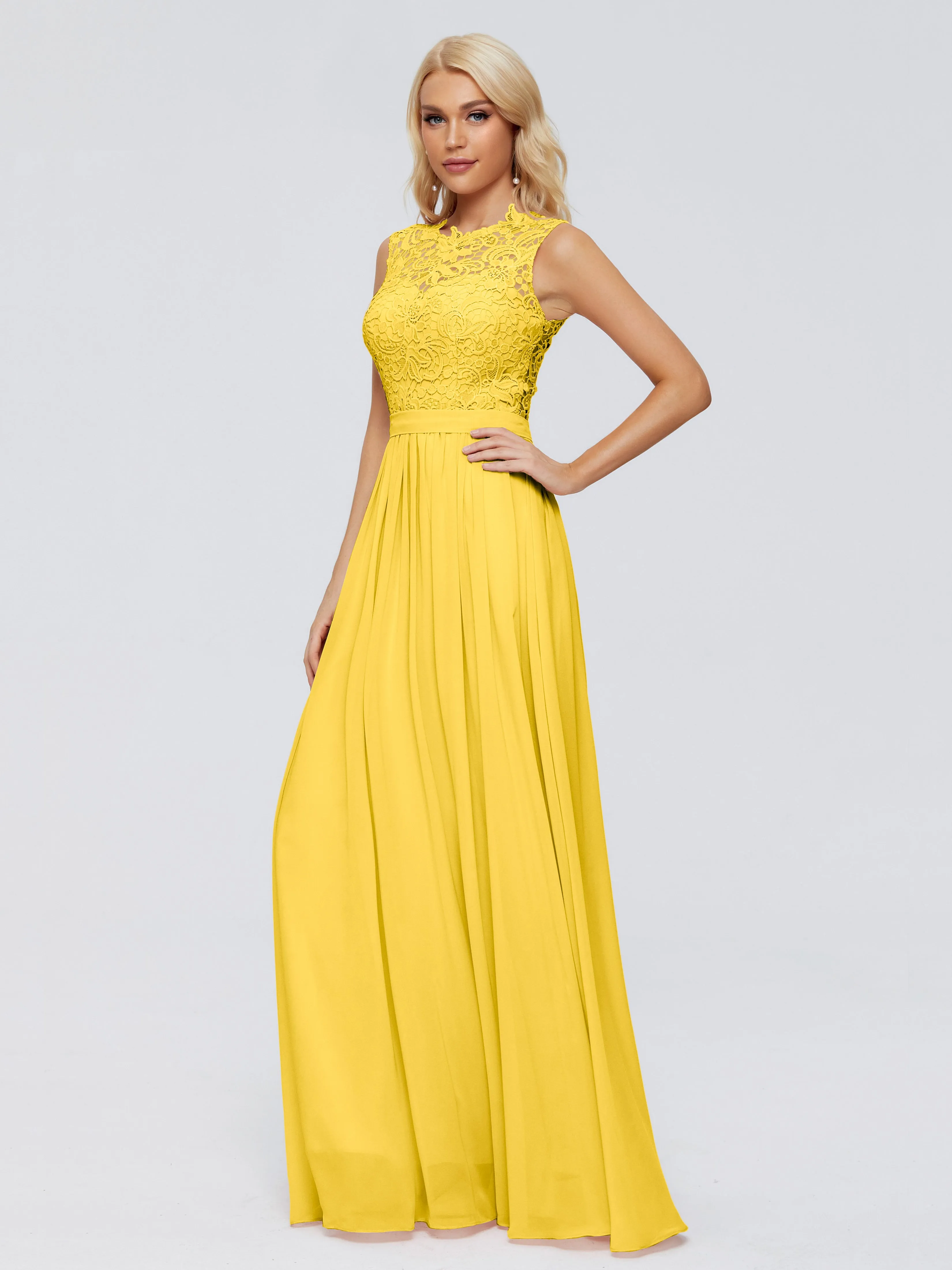 Marigold Bridesmaids Dresses Melody Elegant Bateau Chiffon Bridesmaid Dresses