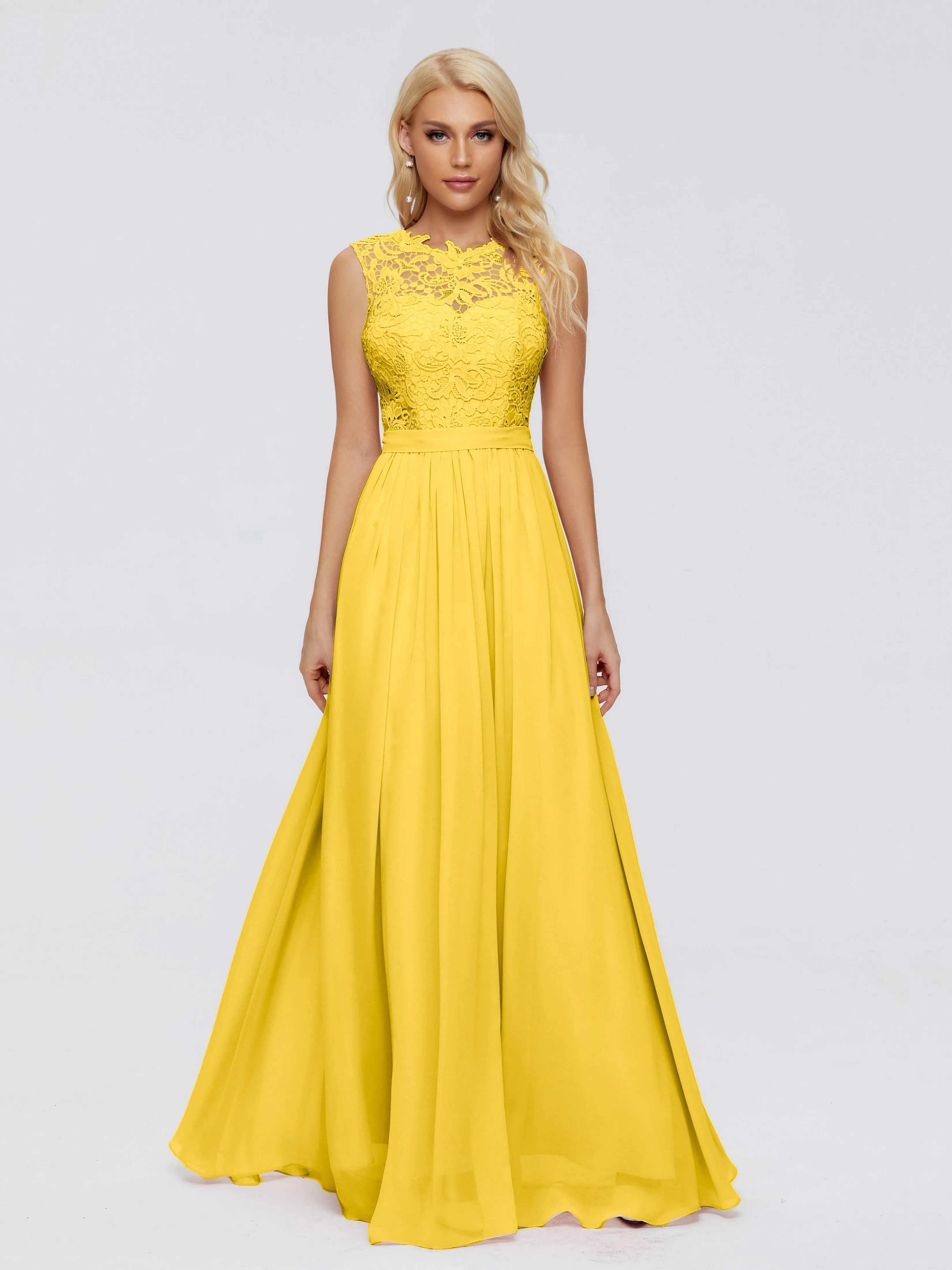 Marigold Bridesmaids Dresses Melody Elegant Bateau Chiffon Bridesmaid Dresses