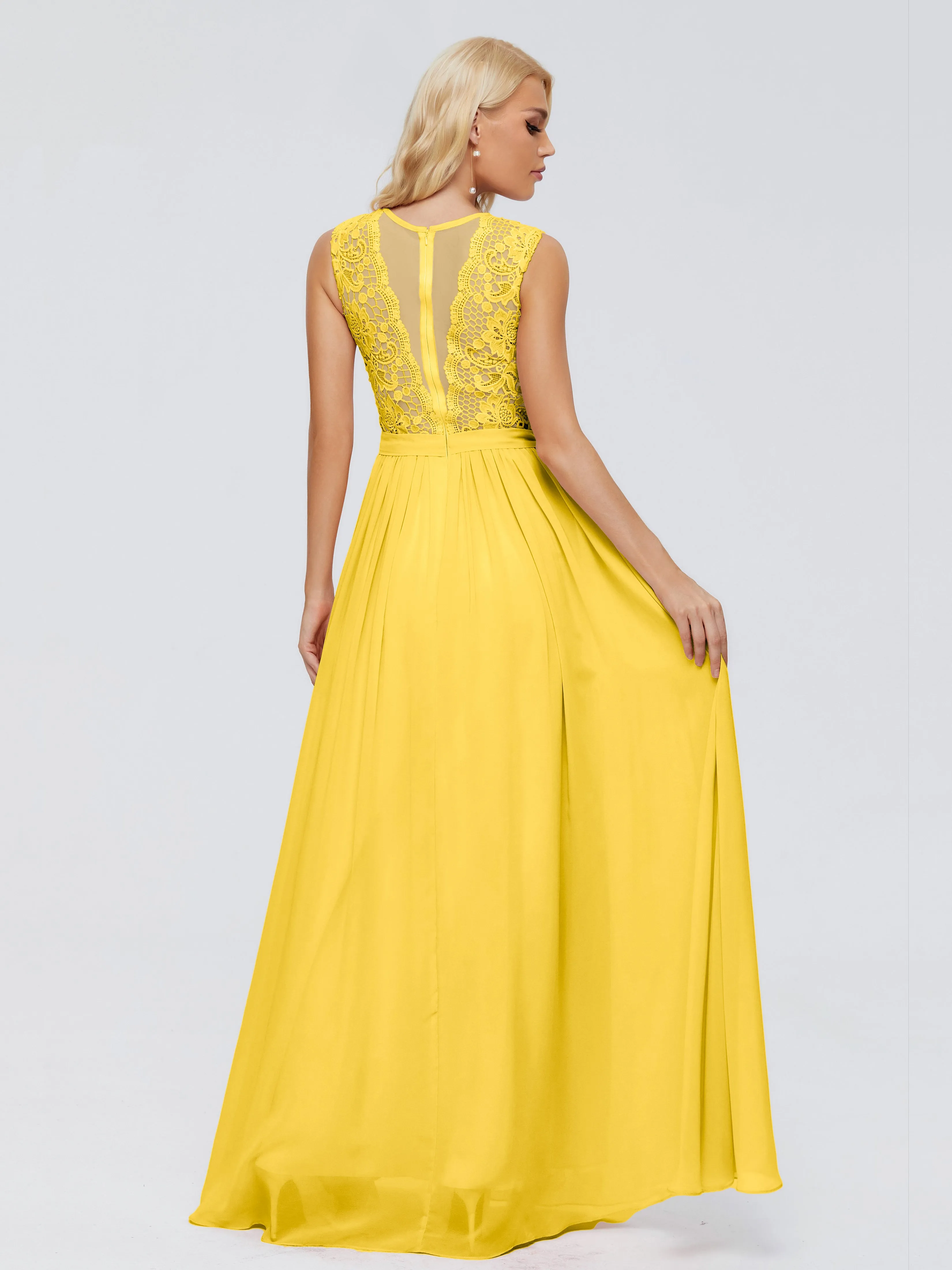 Marigold Bridesmaids Dresses Melody Elegant Bateau Chiffon Bridesmaid Dresses