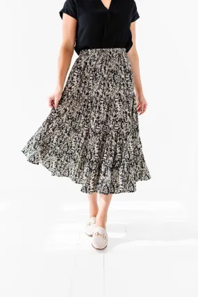 Meadow Tiered Midi Skirt in Black - Size 1X Left