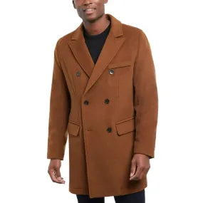 Mens Brown Double Breasted Wool Coat