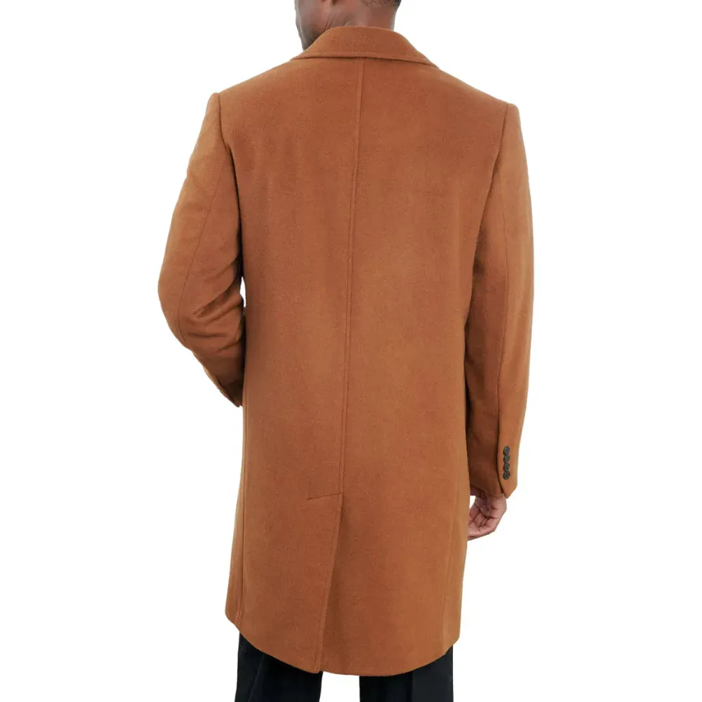 Mens Signature Brown Wool Blend Overcoat