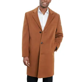 Mens Signature Brown Wool Blend Overcoat