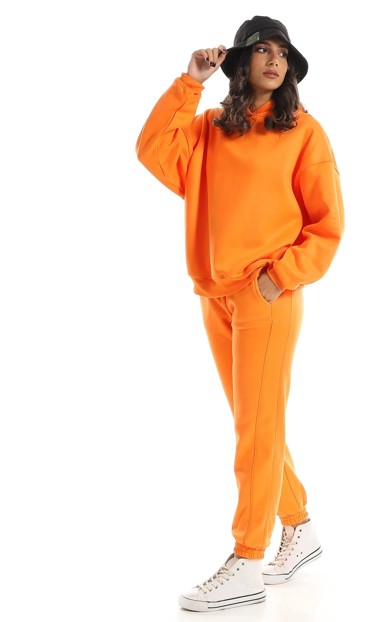 O156651 Internal Fleece & Elastic Hem Orange Jogger