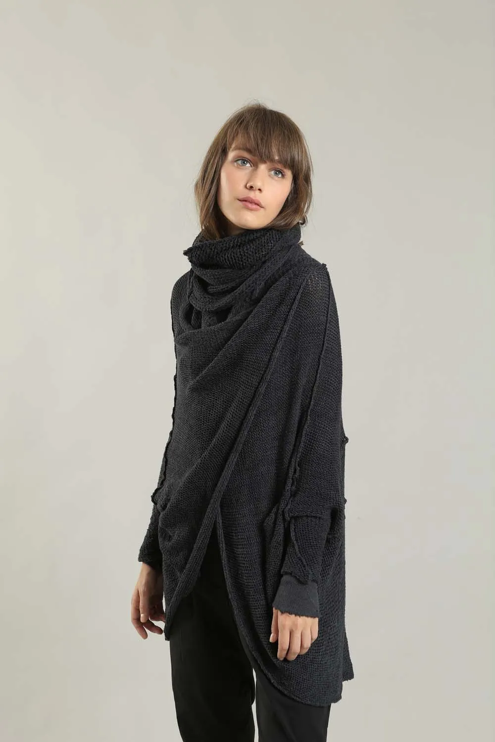 Oversized T Light Charcoal Sweater with Pockets