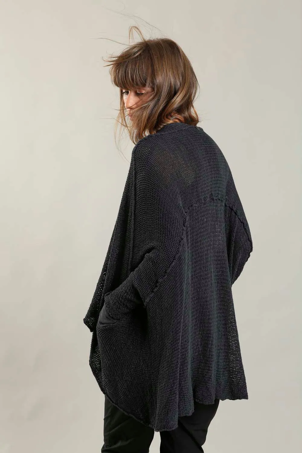 Oversized T Light Charcoal Sweater with Pockets