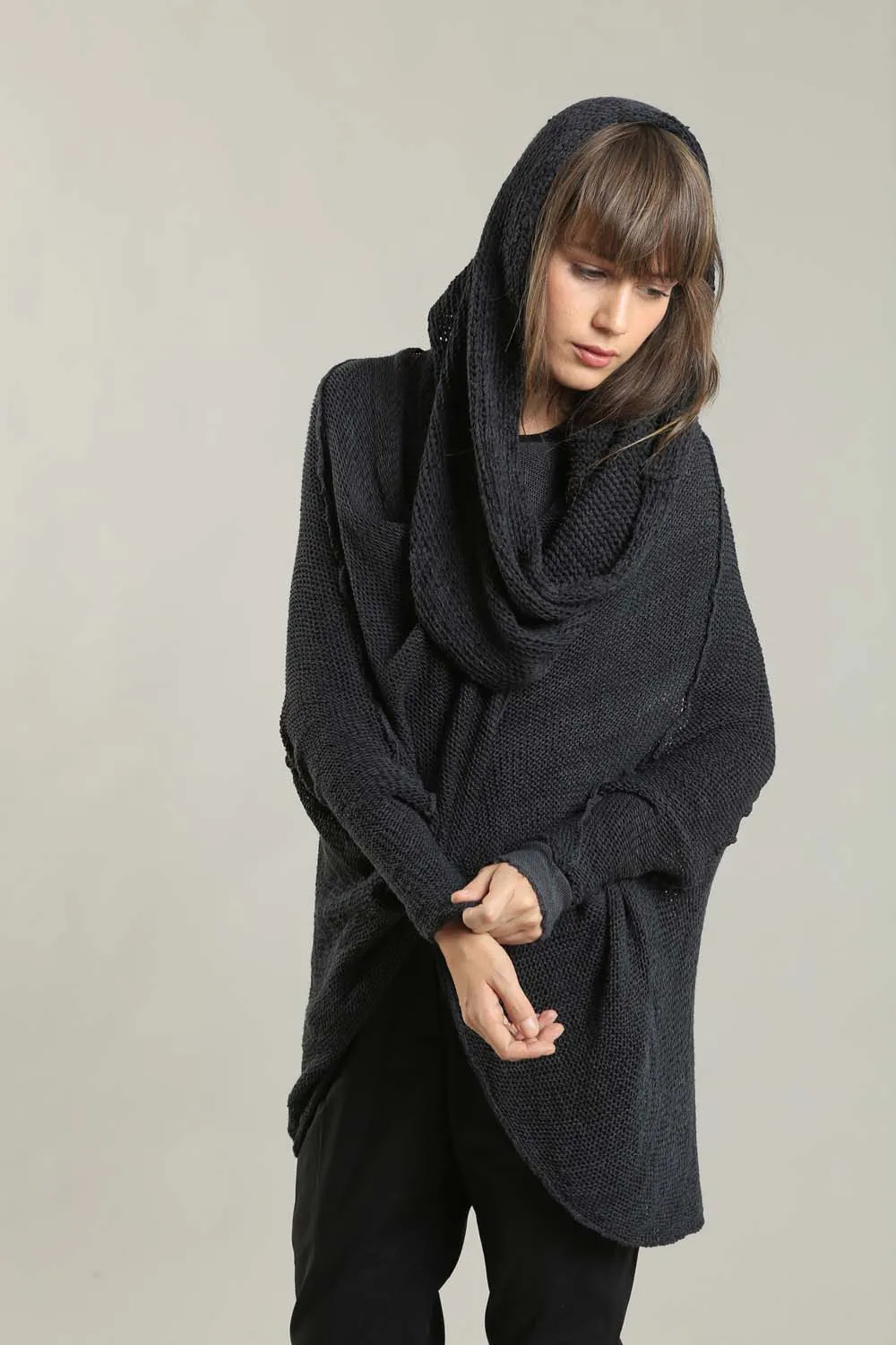 Oversized T Light Charcoal Sweater with Pockets