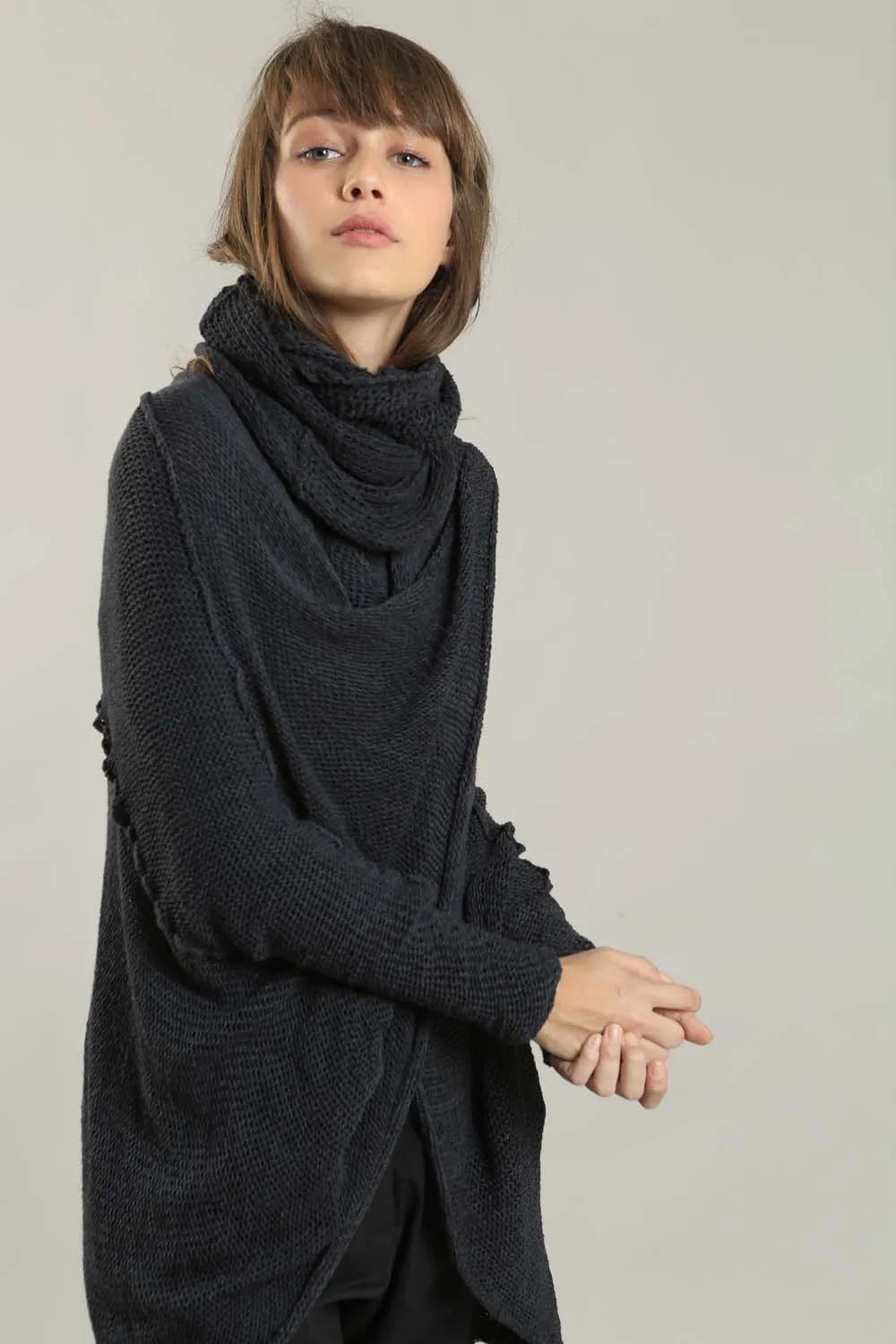 Oversized T Light Charcoal Sweater with Pockets