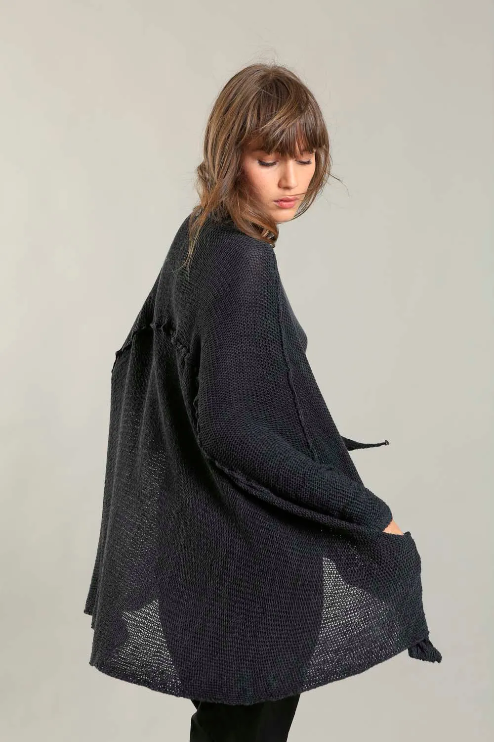 Oversized T Light Charcoal Sweater with Pockets