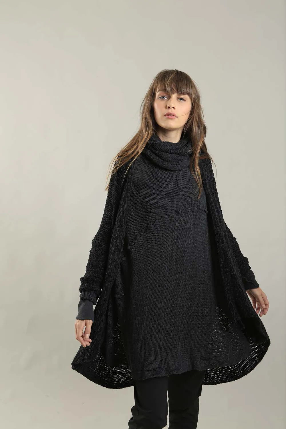 Oversized T Light Charcoal Sweater with Pockets