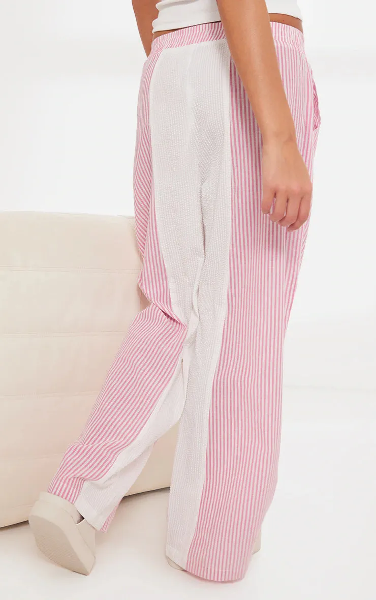 PINK CONTRAST PINSTRIPE LINEN LOOK TROUSERS