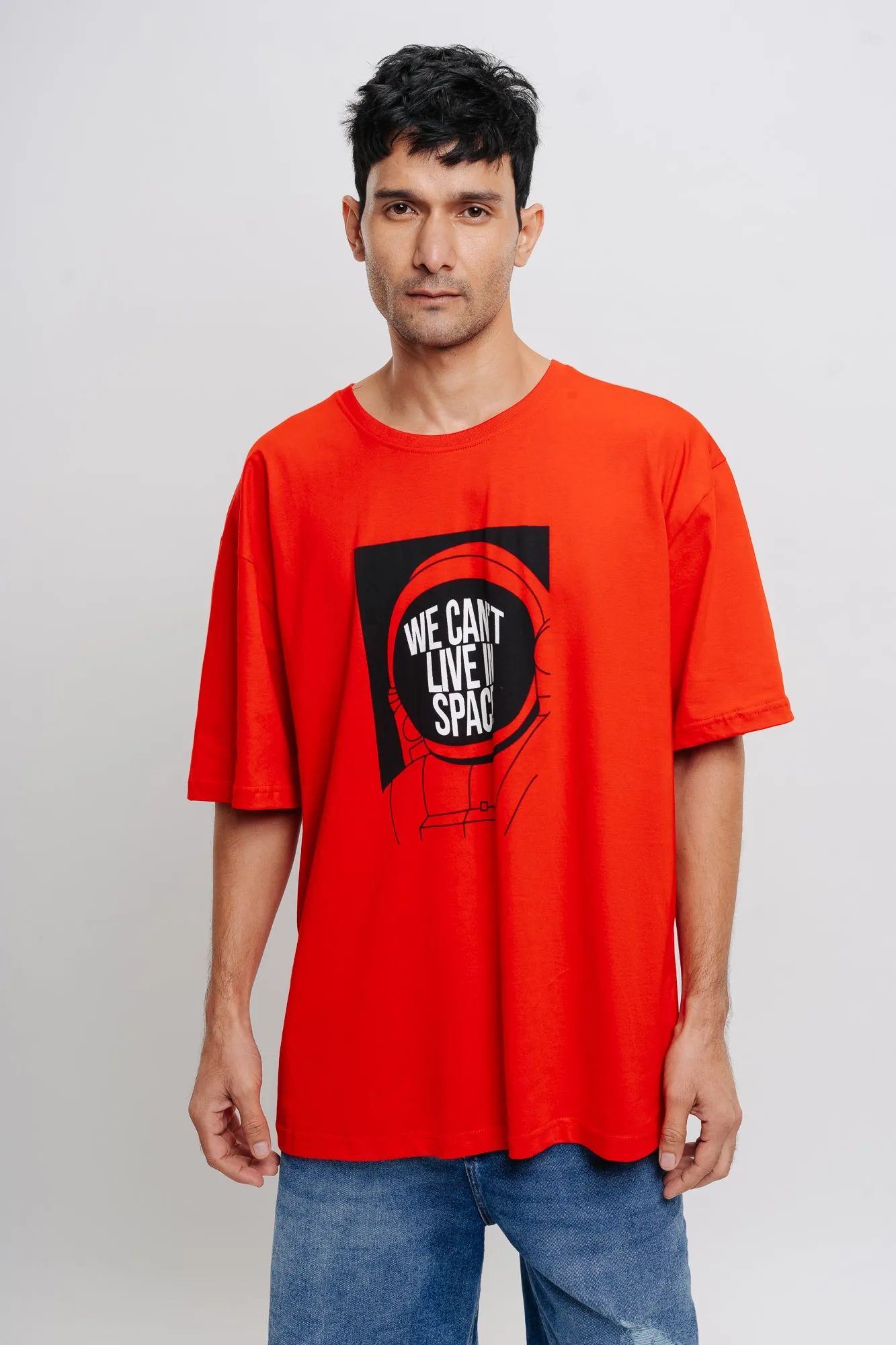 Red Space Men's Oversized Tees