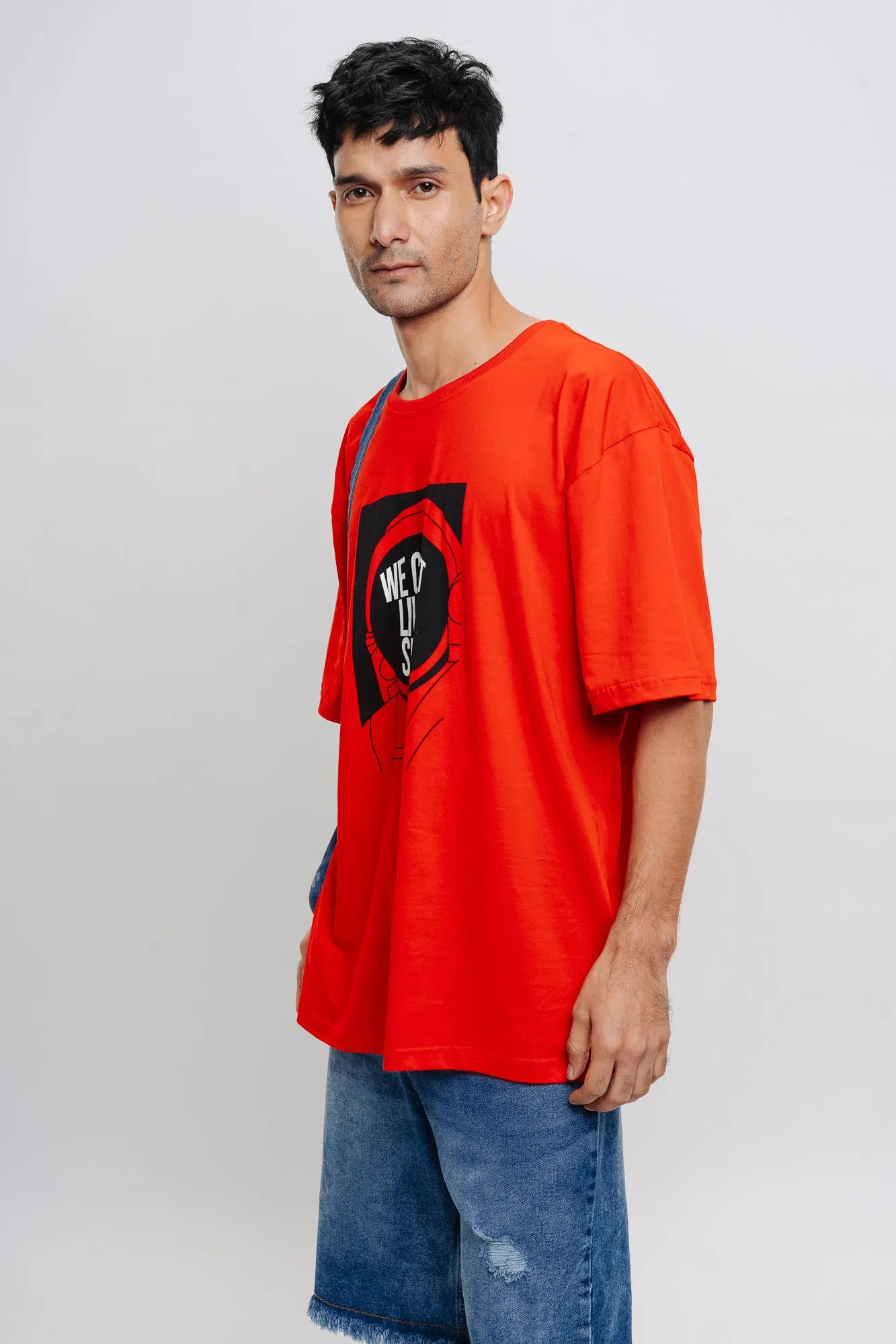 Red Space Men's Oversized Tees