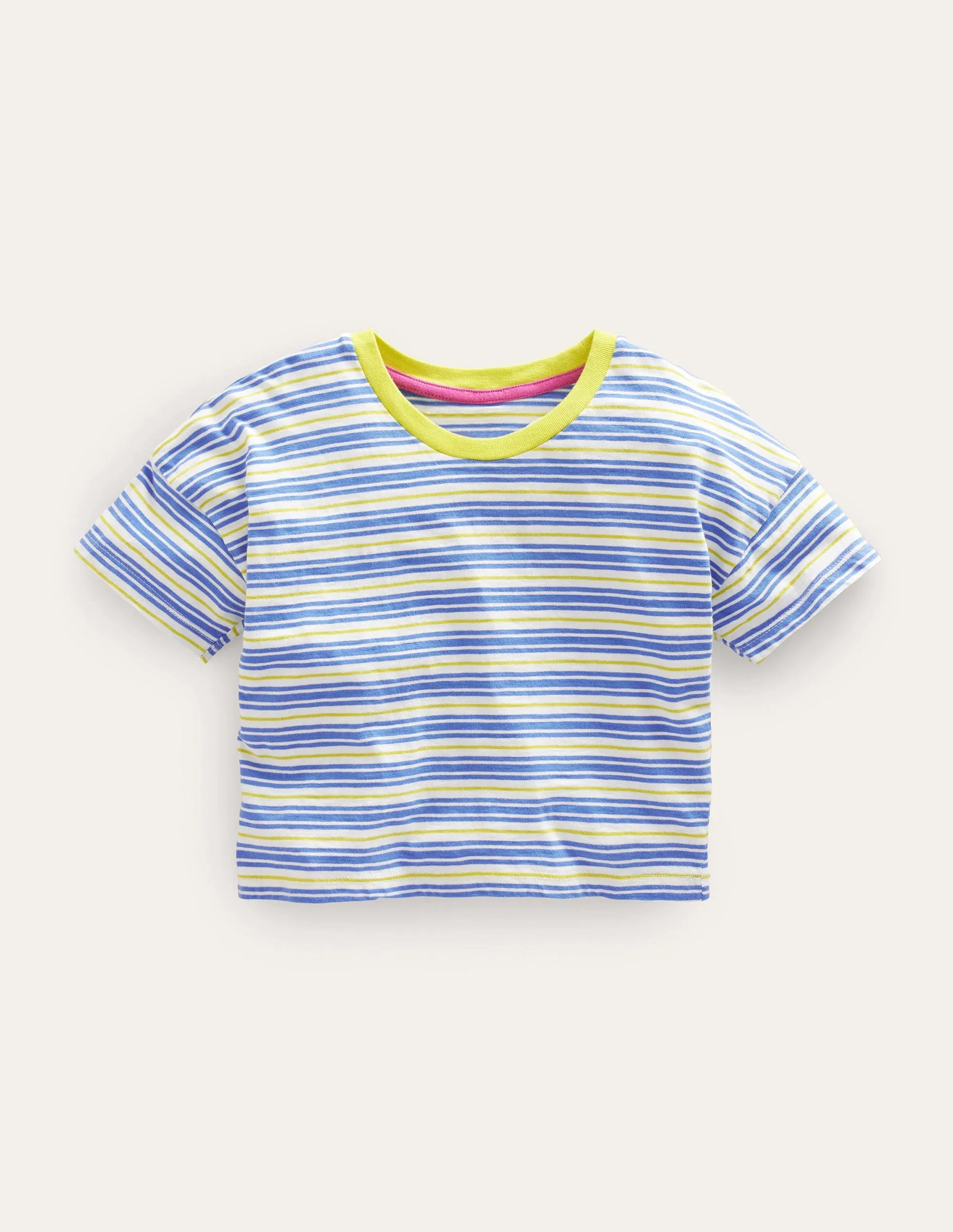 Relaxed T-shirt-Penzance Blue/Neon Yellow