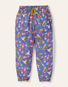 Relaxed Woven Printed Trousers-Bluebell Tropical Garden