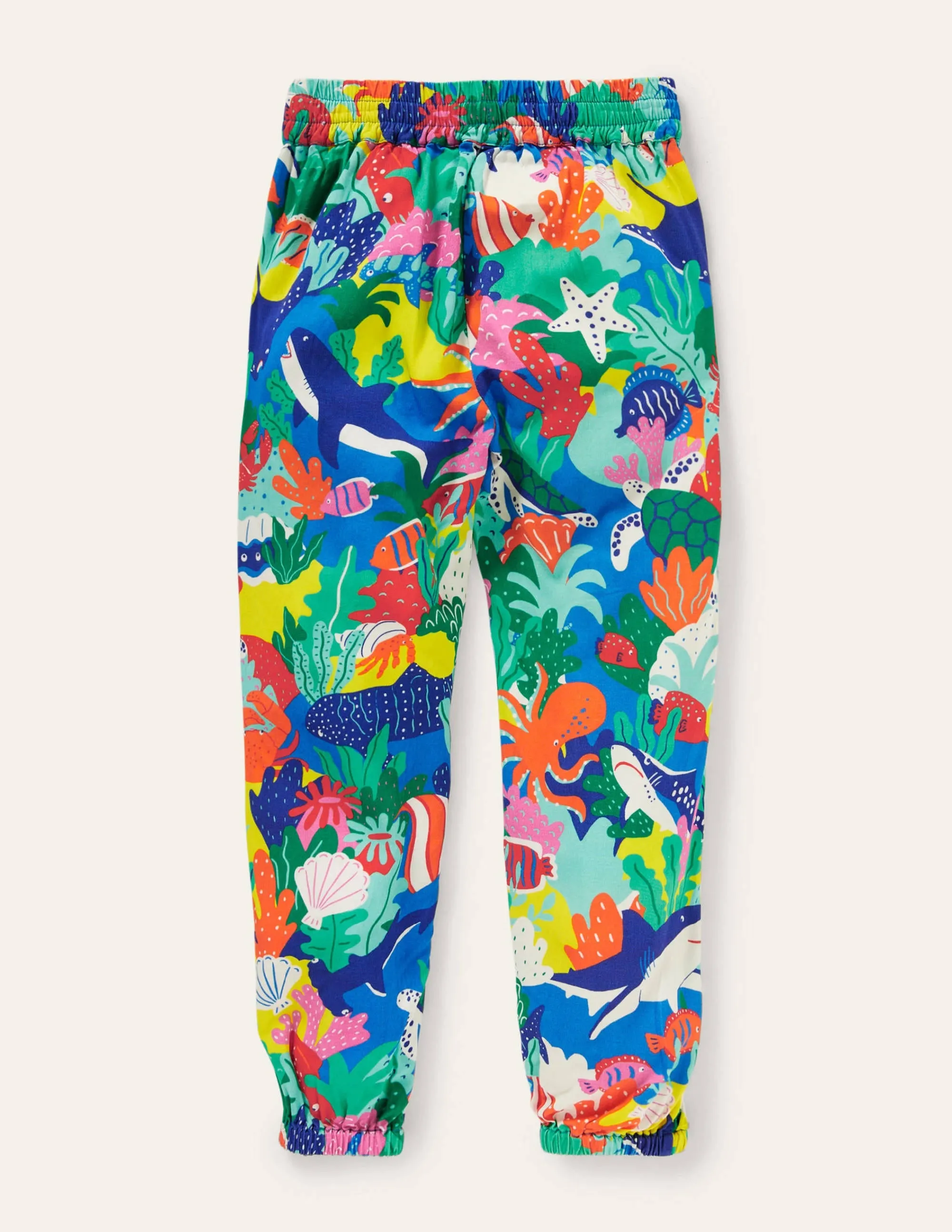 Relaxed Woven Printed Trousers-Multi Rainbow Reef