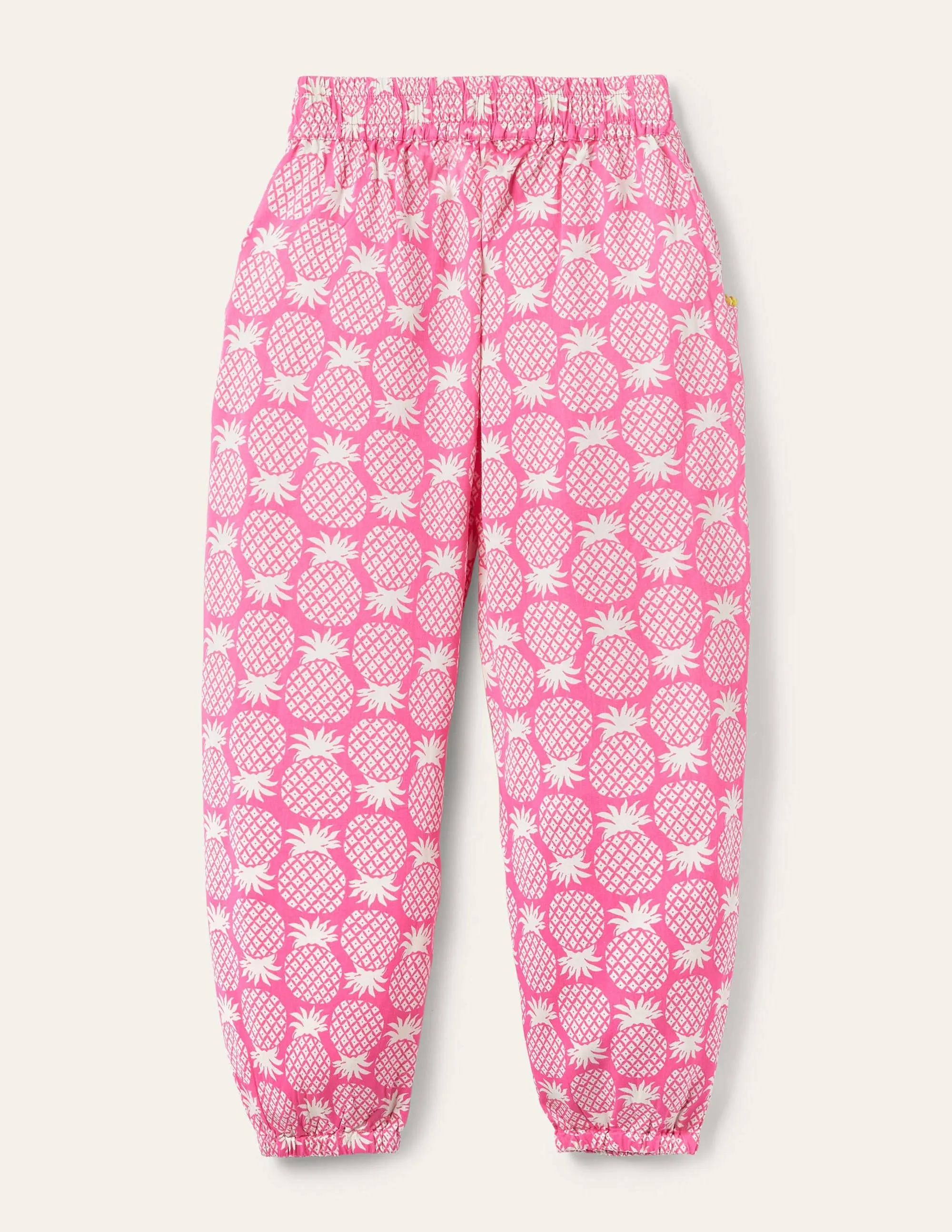 Relaxed Woven Printed Trousers-Party Pink Pineapple Geo