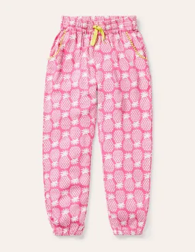 Relaxed Woven Printed Trousers-Party Pink Pineapple Geo