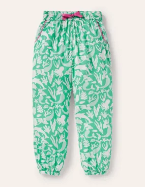 Relaxed Woven Printed Trousers-Tropical Green Mermaids