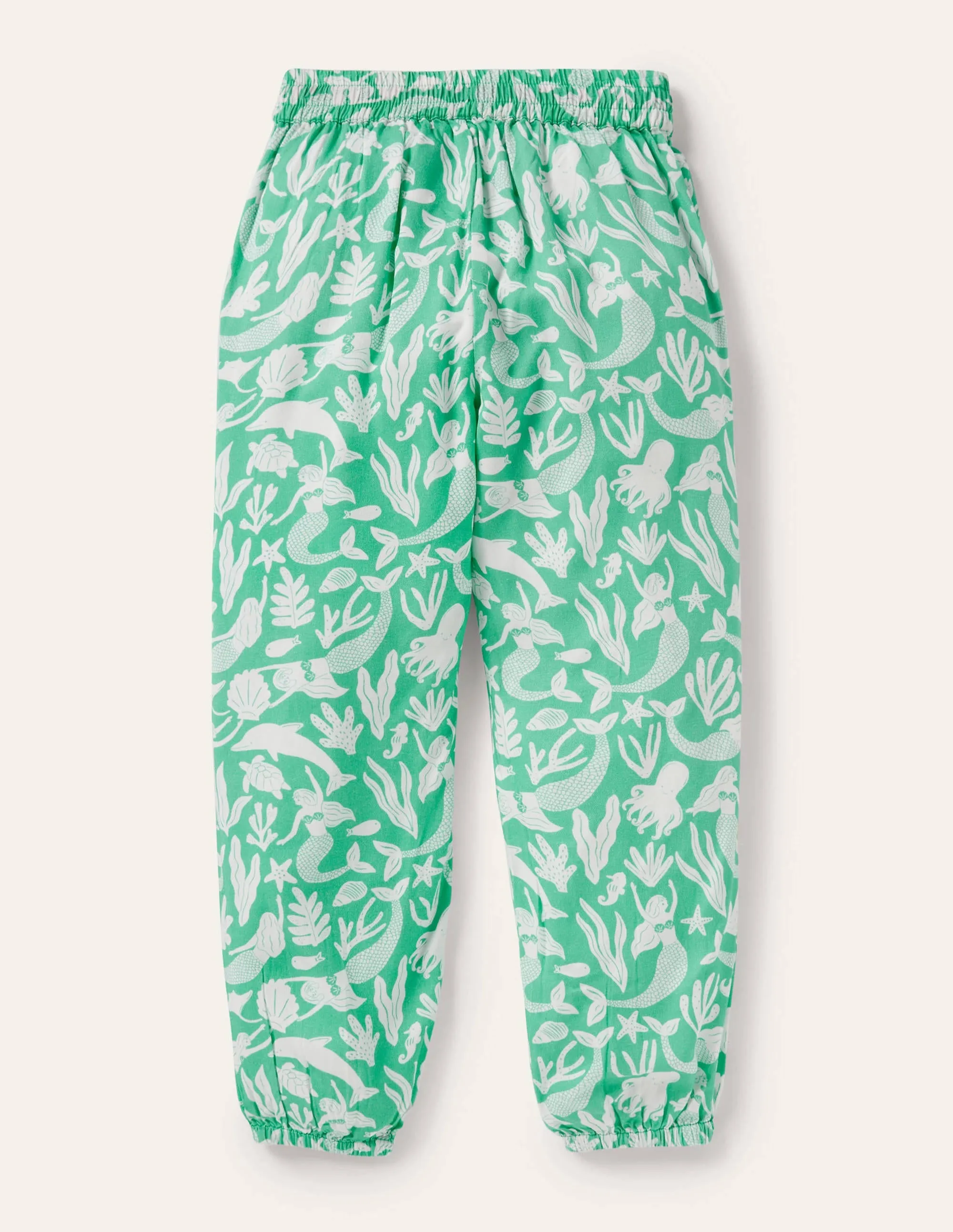 Relaxed Woven Printed Trousers-Tropical Green Mermaids