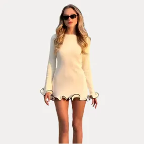 slim long-sleeved short elegant dress