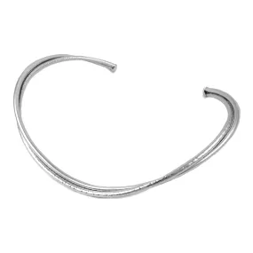 Sterling Silver Double Twisted Fitted Choker Torc