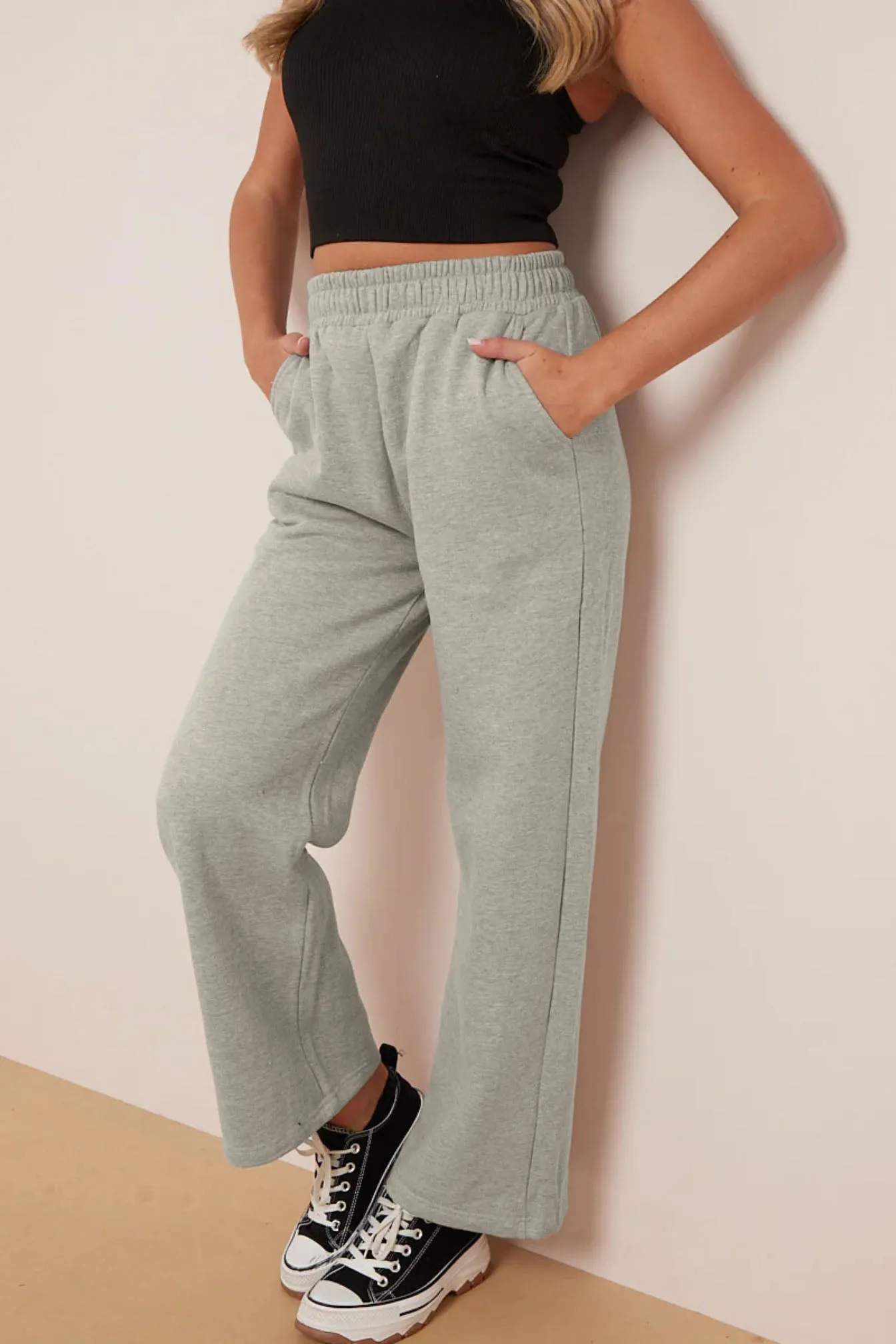 Straight Fleece Trousers (Mélange Grey)