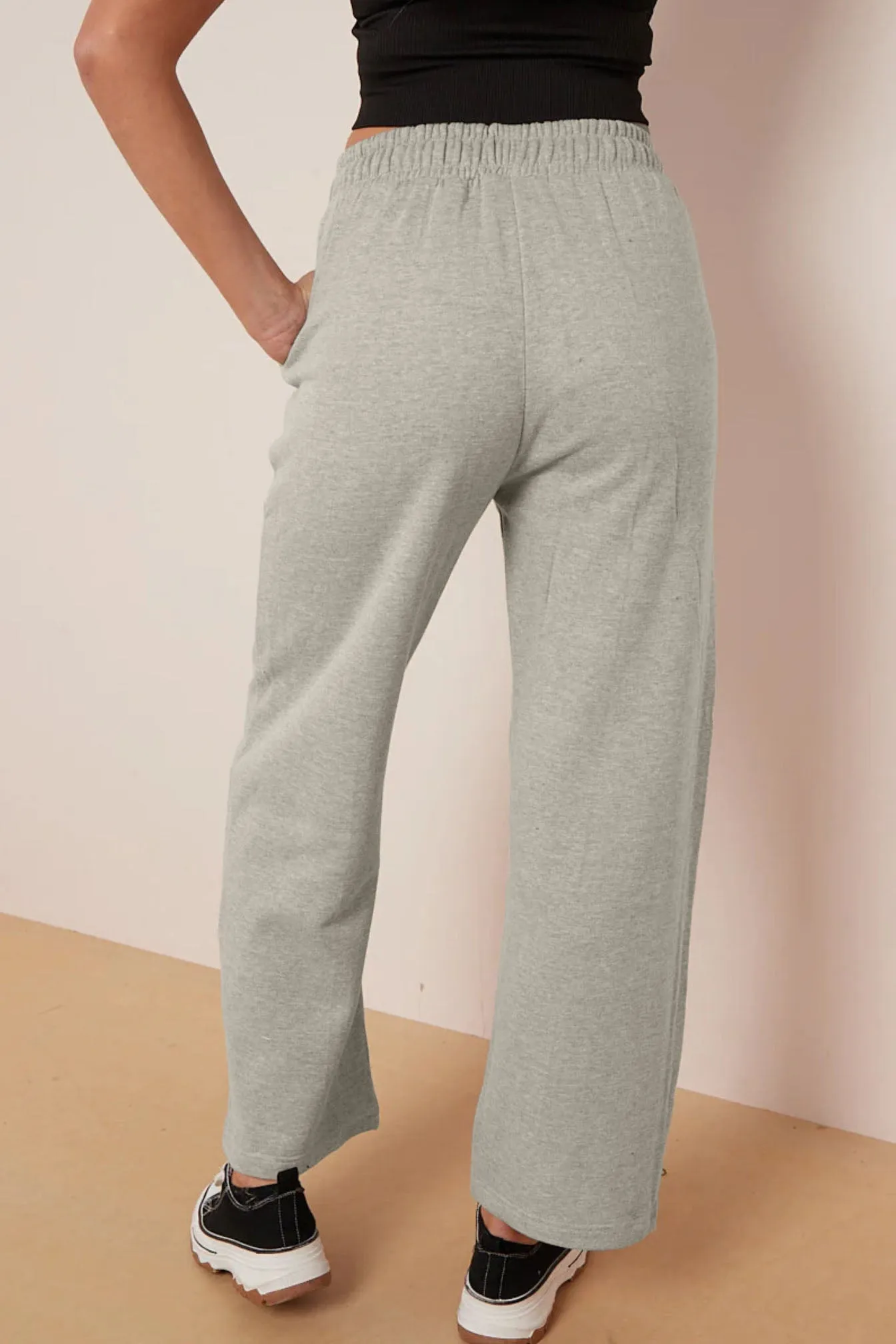 Straight Fleece Trousers (Mélange Grey)