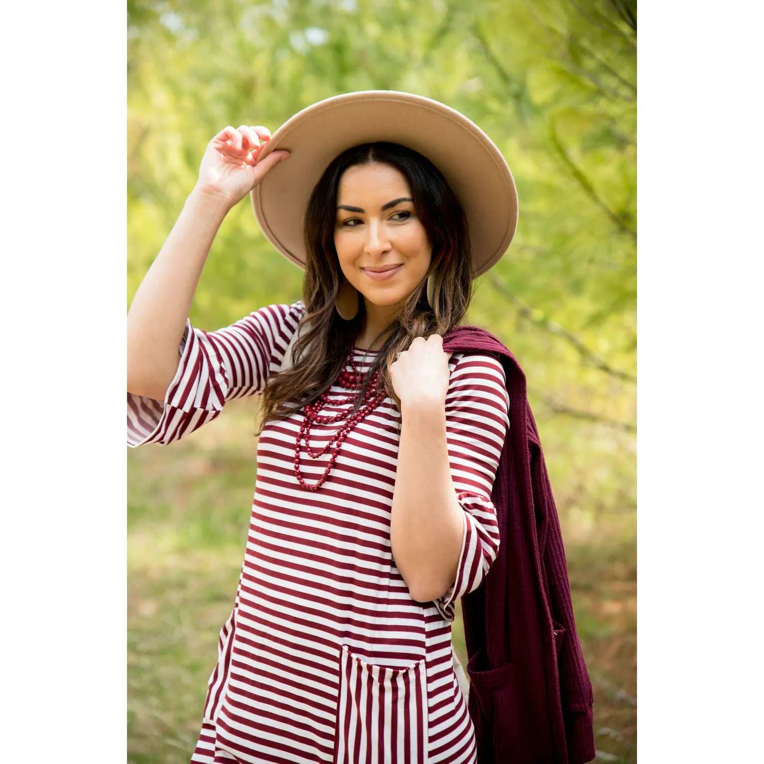 Striped Flutter Pocket Dress