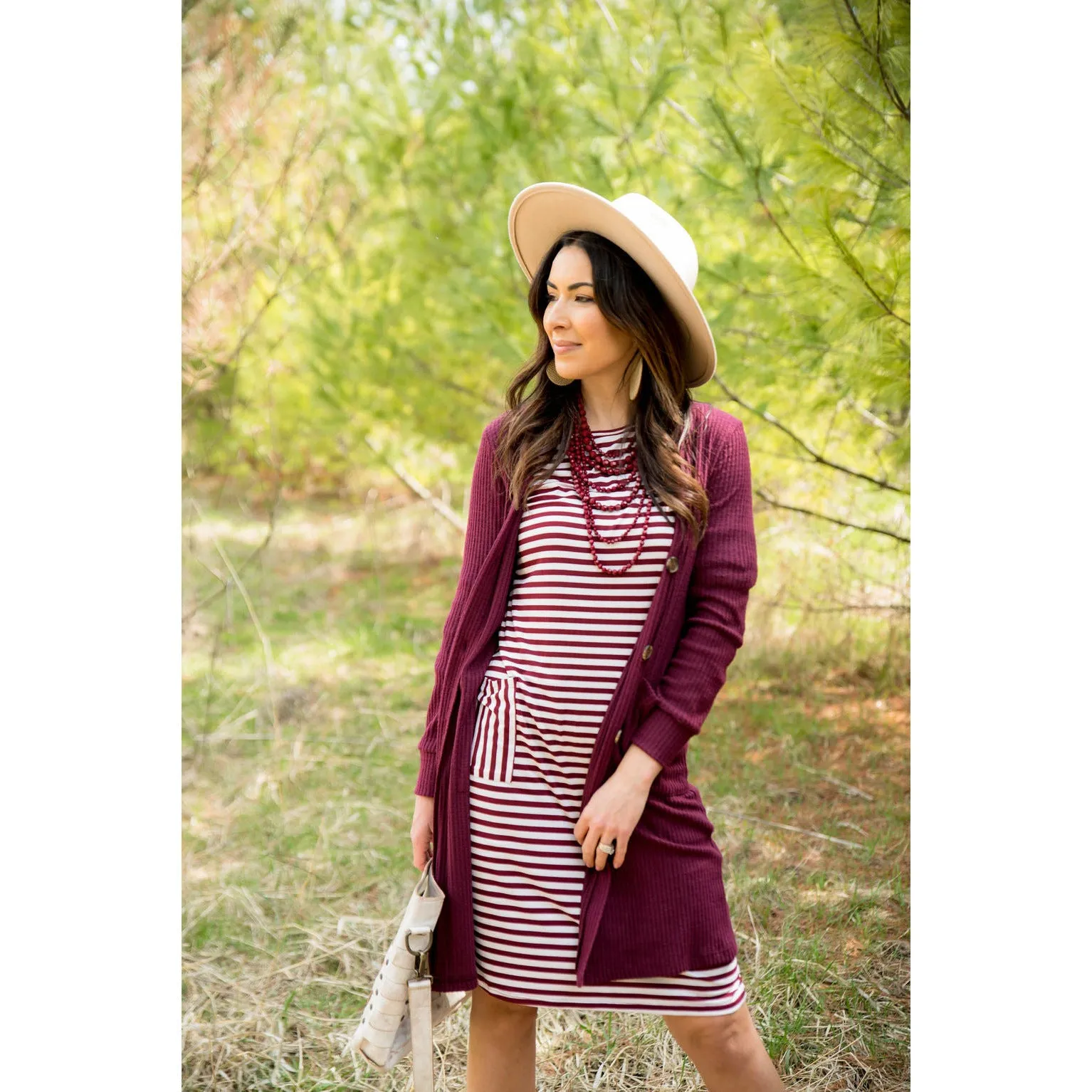 Striped Flutter Pocket Dress