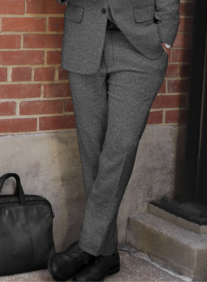 Vintage Plain Dark Gray Tweed Suit