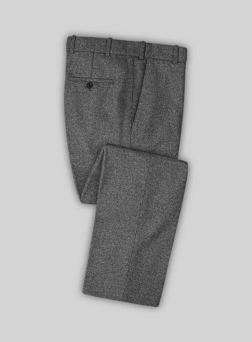 Vintage Plain Dark Gray Tweed Suit