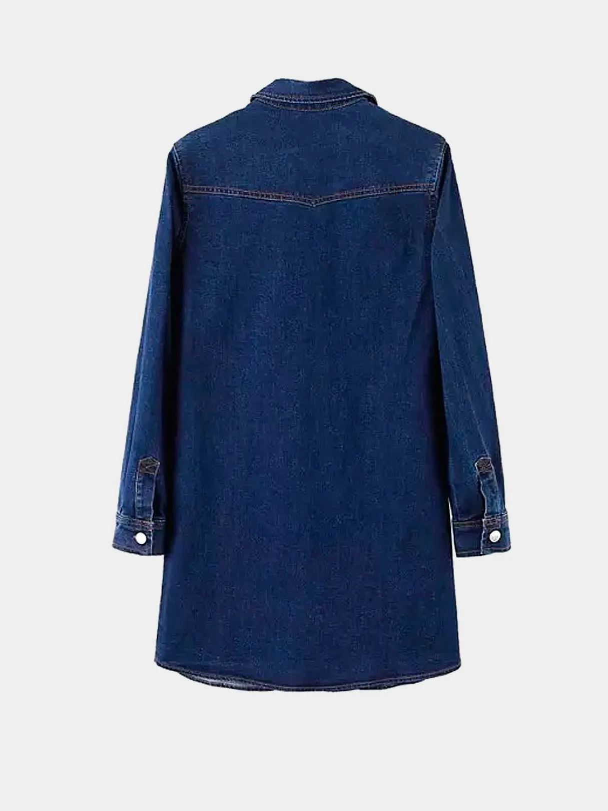 Wholesale Blue Classic Collar Long Sleeve Casual Dress