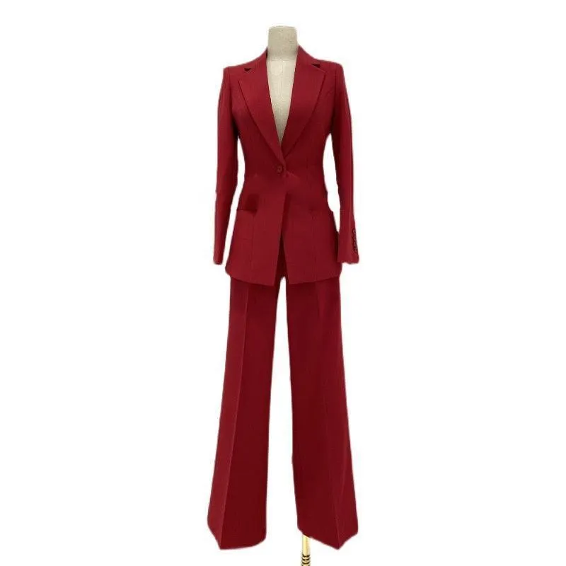 Wide-Leg Business Pantsuit - Women Trouser Suits - Trouser Suit