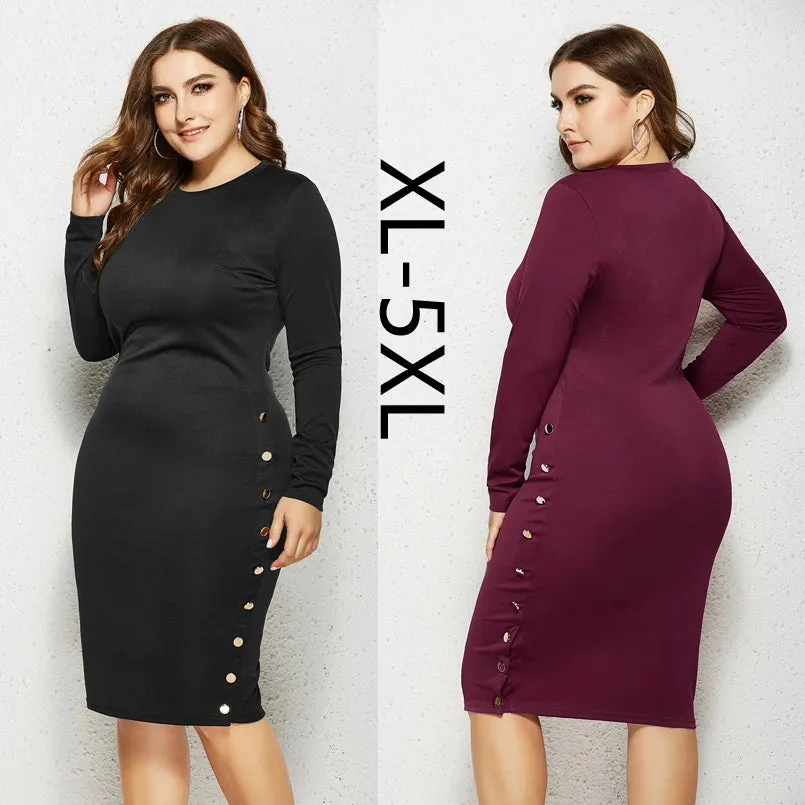 Women Dresses Autumn Winter plus Size over Knee Dress